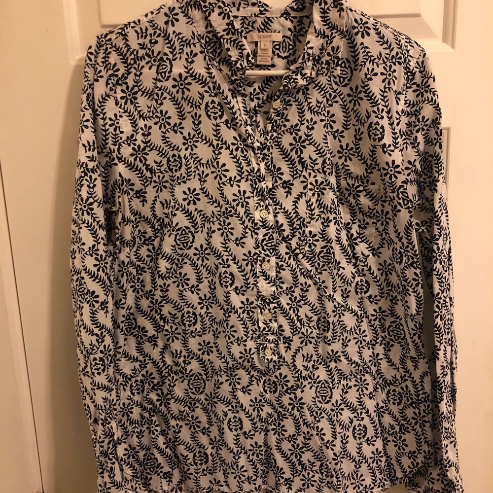 Jcrew dress shirt- white with blue pattern